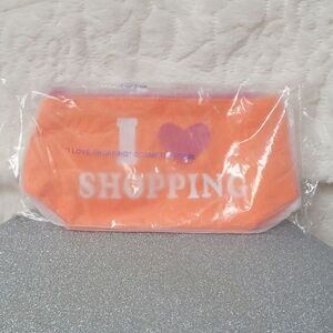 Avon I Love Shopping Cosmetic Makeup Bag Case Cotton Canvas Orange New Sealed